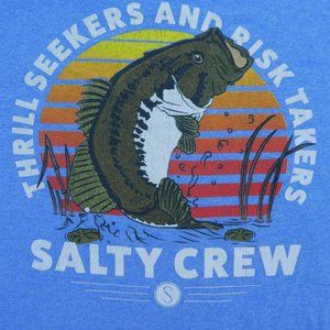 Salty Crew Blue T Shirt Thrill Seekers And Risk Takers Cotton Poly Blend L